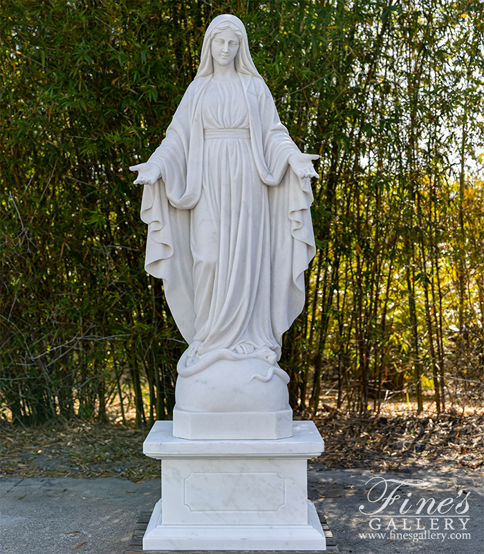 Marble Statues  - Our Lady Of Grace In Statuary White Marble - MS-1529